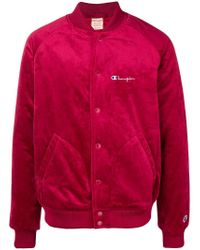 champion bomber jacket red