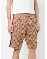 Shorts GG jacquard Gucci de Algodón de color Marrón para hombre | Lyst
