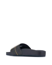 black and red polo slides