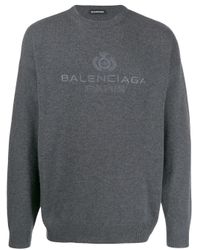Balenciaga Kaschmir Pullover mit Logo-Stickerei in Grau für Herren - Lyst