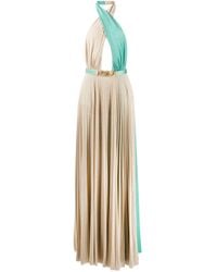 Abito Verde Acqua E Color Champagne LamèElisabetta Franchi in Materiale  sintetico | Lyst