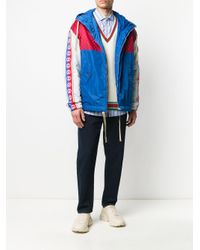 gucci stripe jacket blue red white