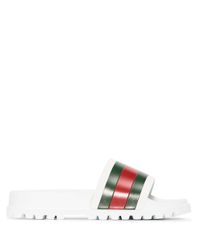 Gucci Slippers Met Web-streep in het Wit voor heren - Lyst