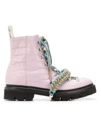 Botas de montaña x Grenson con efecto de piel de cocodrilo House of Holland  de Cuero de color Rosa | Lyst