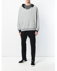 Yeezy Cotton Distressed Cut Neck Hoodie In Grey Gray Lyst
