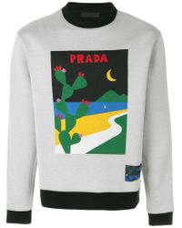 Felpa con stampaPrada in Cotone da Uomo colore Grigio | Lyst