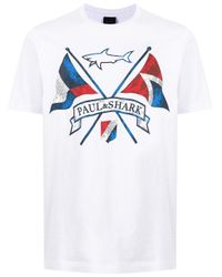 Paul & Shark T-Shirt mit Flaggen-Logo in Weiß für Herren - Lyst