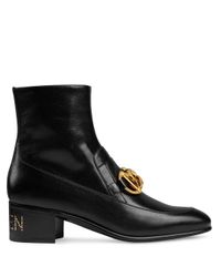 Gucci Leer Laarzen Met Paardenbit-ketting in het Zwart - Lyst