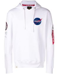 alpha industries nasa hoodie white
