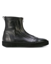 Ann Demeulemeester High Stretch Leather Sneakers in Black for Men - Lyst