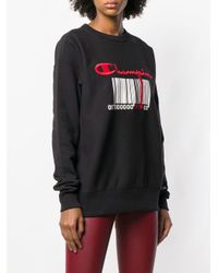 Champion Black Barcode Logo Sweatshirt