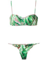 Amir Slama Green Flower Print Bikini Set