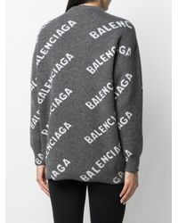 Maglione con ricamoBalenciaga in Lana di colore Grigio | Lyst