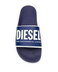 Chanclas Con Logo Diesel De Denim De Color Azul Para Hombre Lyst