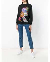 Katya Dobryakova Black Flowers Embroidered Sweatshirt