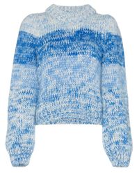 Ganni Wool Julliard Mohair Chunky Knit Sweater in Blue - Lyst