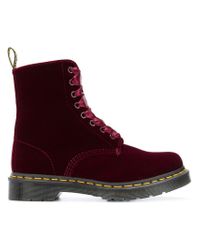 Botines de terciopelo Dr. Martens de Terciopelo de color Rojo | Lyst