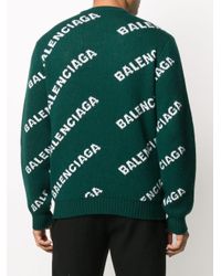 Balenciaga Pullover mit Logo-Print in Grün für Herren - Lyst