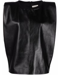 The Mannei Black Sleeveless Leather Vest