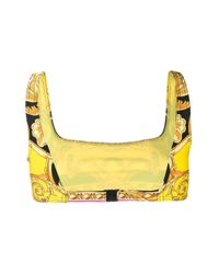 Top de bikini con estampado Barocco Versace de color Yellow