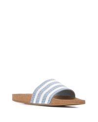 Chanclas de corcho Adilette adidas de Cuero de color Azul | Lyst