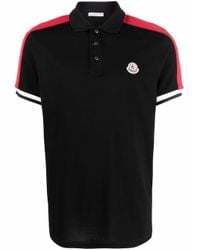 Moncler Black Logo-patch Short-sleeved Polo Shirt for men