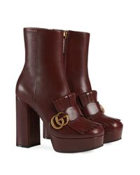 Gucci Marmont enkellaarzen Bruin - Schoenen.nl