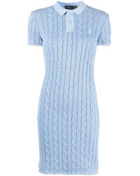 Polo Ralph Lauren Baumwolle Kleid mit Zopfmuster in Blau - Lyst