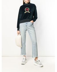 Tommy Hilfiger Blue Crest Velvet Sweatshirt