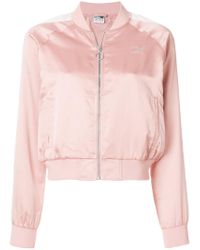 pink cropped bomber jacket