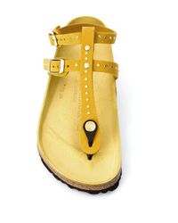 Birkenstock Wildleder Sandalen mit Nieten in Gelb - Lyst