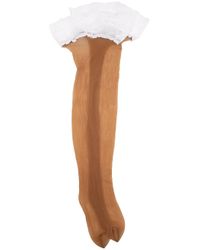 Wolford Brown Lace-trim Hold-up Stockings