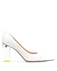 Clear heels | Doorzichtige slippers met blokhak in nude.