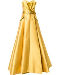 Alexis Mabille Yellow Strapless Belted Gown