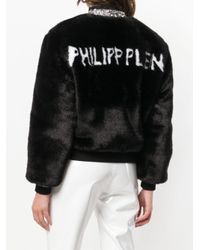 Philipp Plein Black Faux Fur Zip-up Jacket