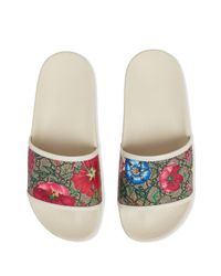 Sandali slides a fiori GG di Gucci in Bianco - Lyst