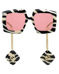Occhiali da sole squadrati zebrati Interlocking G di Gucci in Nero | Lyst