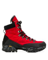 red hiking boots
