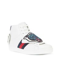 Zapatillas con cordones y motivo de tigre Gucci de Cuero de color Blanco  para hombre | Lyst
