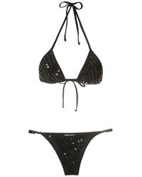 Amir Slama Black Sequinned Triangle Bikini Set