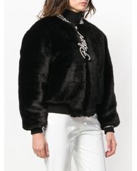 Philipp Plein Black Faux Fur Zip-up Jacket