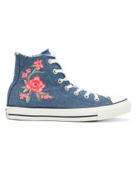 denim floral converse