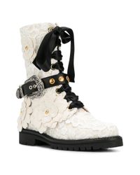 Anfibi di pizzo con citurinoFausto Puglisi in Pizzo di colore Bianco | Lyst