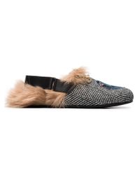 Slippers con testa di lupoGucci in Pelliccia da Uomo colore Nero | Lyst
