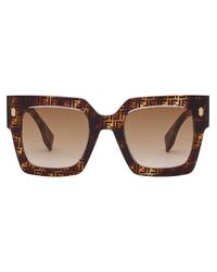 Fendi Roma Square-frame Sunglasses in Brown - Lyst