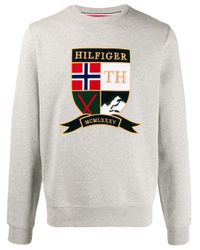 Sudadera con bordado de escudo de armas Tommy Hilfiger de Algodón de color  Gris para hombre | Lyst