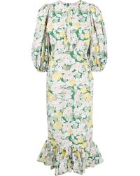 byTiMo Green Floral-print Fitted Maxi Dress