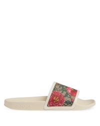 Sandali slides a fiori GG di Gucci in Bianco - Lyst
