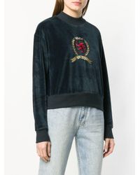 Tommy Hilfiger Blue Crest Velvet Sweatshirt
