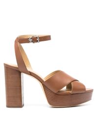 MICHAEL Michael Kors Leer Odette Sandalen Met Hoge Hak in het Bruin - Lyst